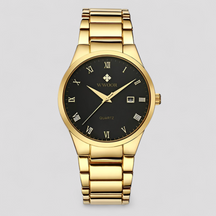 watches : Victor | Elegant quartzhorloge in Zwart goud met doos van Pantinoshop