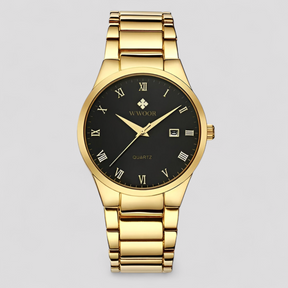 watches : Victor | Elegant quartzhorloge in Zwart goud met doos van Pantinoshop