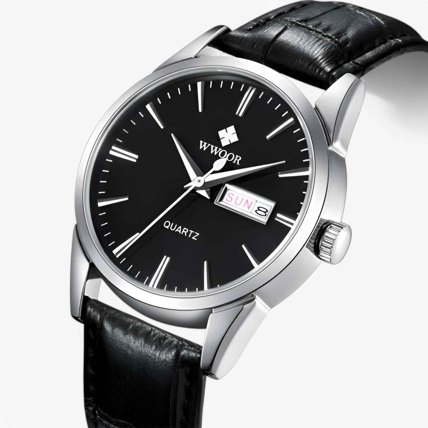 Herenhorloge Klassiek Elegant met Bruin Echt Leren Bandje, Slanke Kast