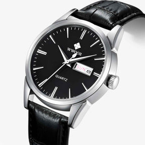 Herenhorloge Klassiek Elegant met Bruin Echt Leren Bandje, Slanke Kast