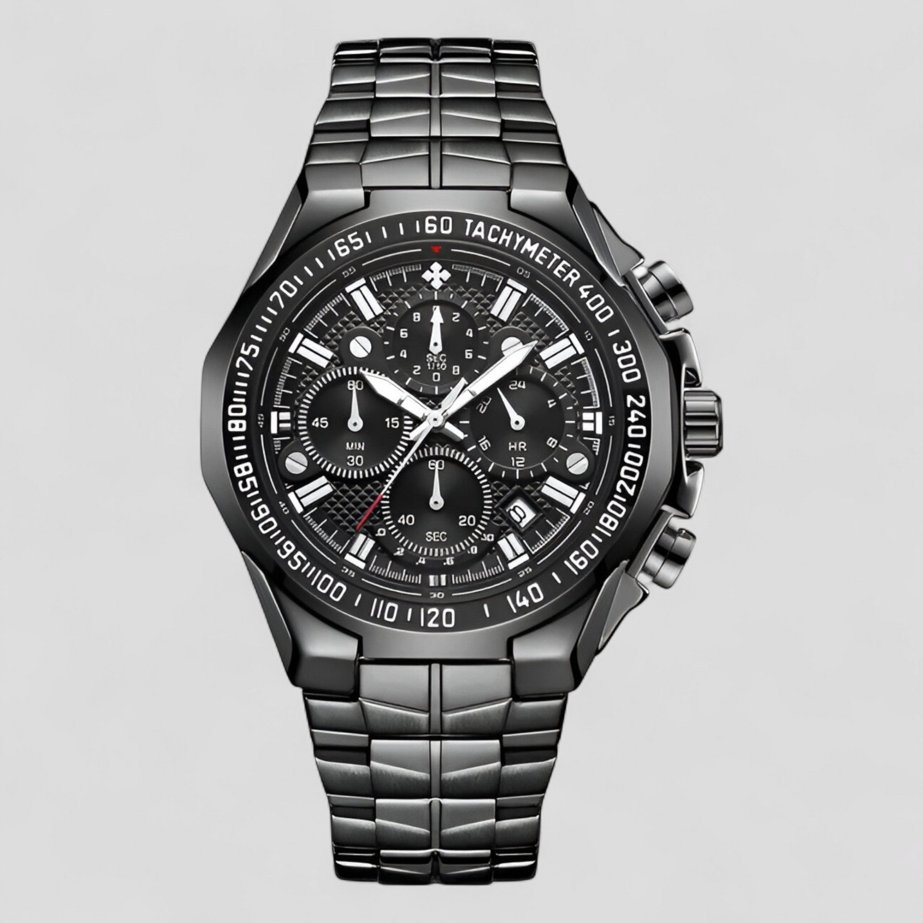 watches : Lucien | Militair chronograafhorloge van staal in zwart zwart van Pantinoshop