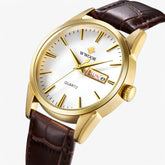 watches : Renzo | Klassiek luxe leren horloge in goudbruin van Pantinoshop