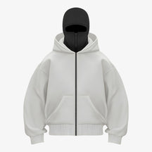 Jacket : Jessy | Fleece bivakmuts met volledige ritssluiting in Wit Zwart van Pantino