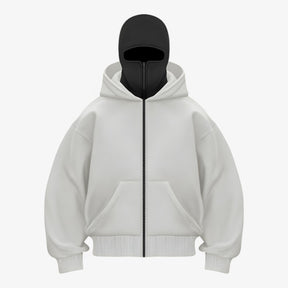 Jacket : Jessy | Fleece bivakmuts met volledige ritssluiting in Wit Zwart van Pantino