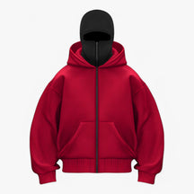 Jacket : Jessy | Fleece bivakmuts met volledige ritssluiting in Rood Zwart van Pantino