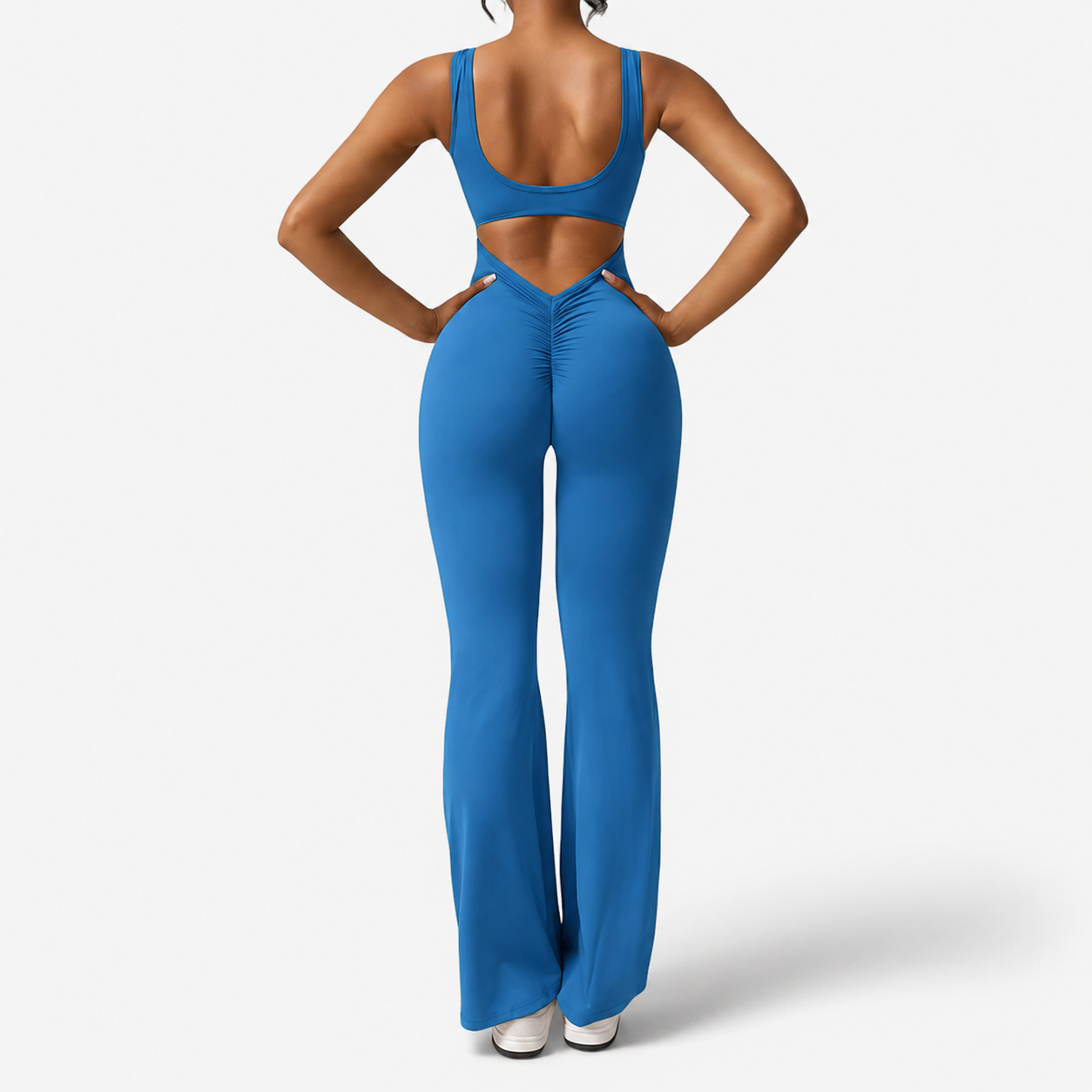 Elegant sort jumpsuit med dyb V-hals til damer