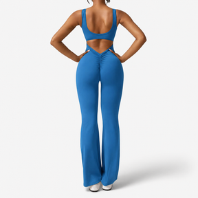 Elegant sort jumpsuit med dyb V-hals til damer