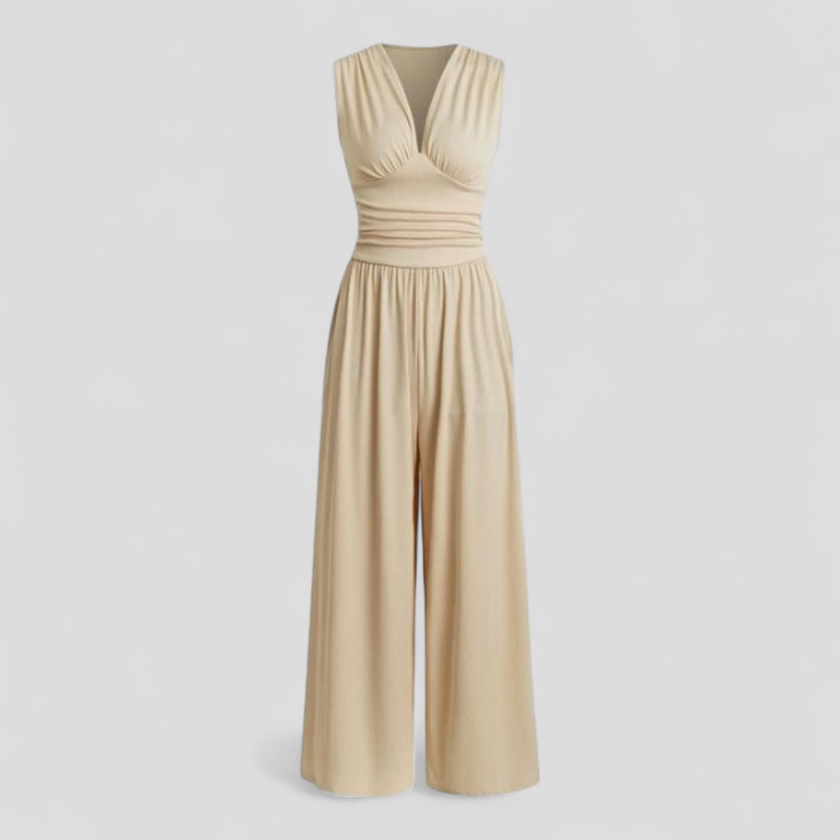 Women Set : Marsilia | Comfy Jumpsuit Dames met Top en Broek in Beige van Pantino
