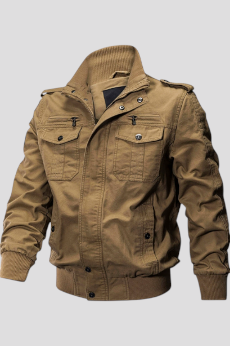 Fleece Jacket : Heren Fleecejack met Windbescherming - Zwart in Khaki van Pantinoshop