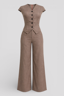 Women's Dress : Broek Dames Blauw - Elegante Top en Set in Khaki van Pantino