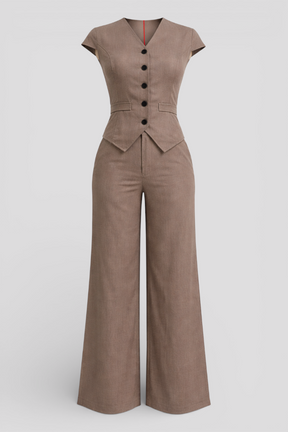 Women's Dress : Broek Dames Blauw - Elegante Top en Set in Khaki van Pantino
