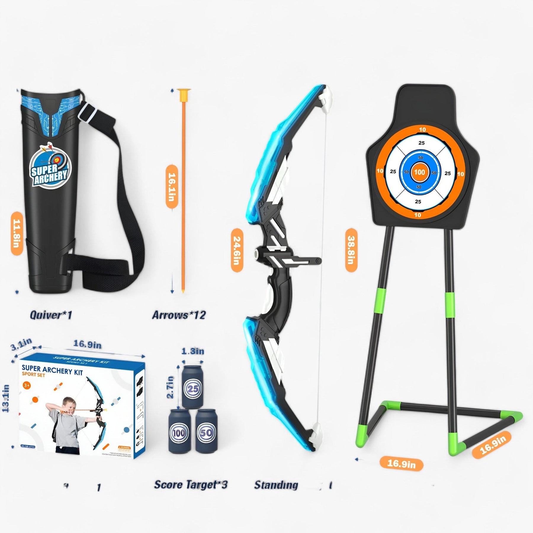 Boogschietsets : Zaido | Kinderen's Avontuurlijke Boog Set Outdoor Speelgoed in Blauw van Pantino