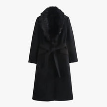 Damesjassen & -jacks : Mary | Lange Dames Jas Winter met Bontkraag in Zwart van Pantino
