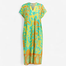 Women's Dress : Nova | Lange Dames Jurk met Bloemenprint in Groen van Pantino