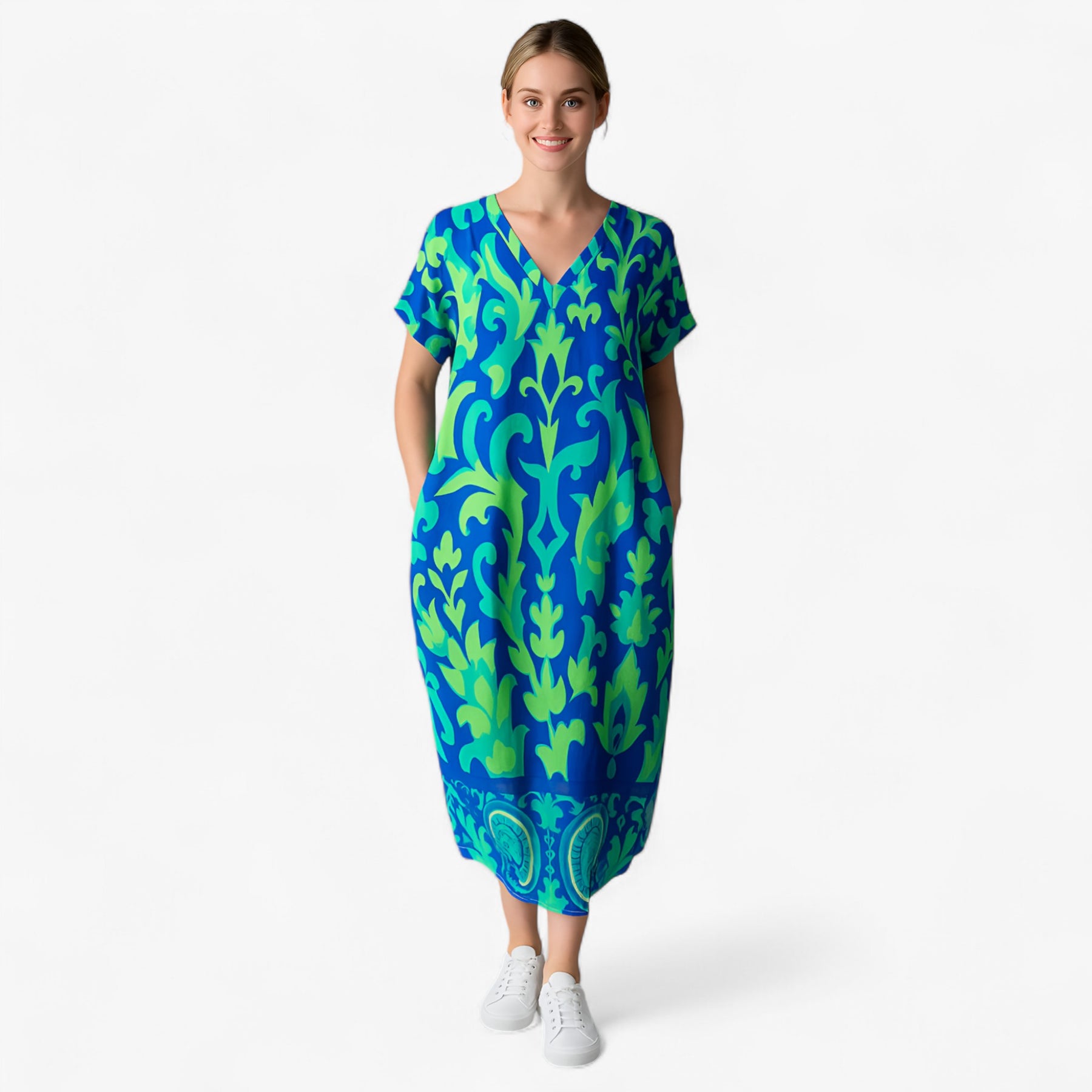 Women's Dress : Nova | Lange Dames Jurk met Bloemenprint in van Pantino