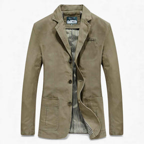 Herenjassen & -jacks : Ricardo | Lange Heren Jas van Ademend Katoen in Militair groen van Pantino