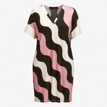 Women's Dress : Lacey | Lange Jurk Dames met V-Hals voor Feestelijke Kleding in Rosa van Pantino