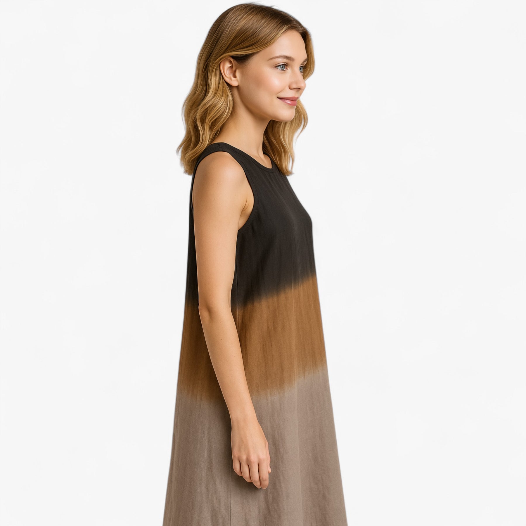 Women's Dress : Mirriam | Lange Mouwloze A-Lijn Jurk Dames Zomer in van Pantino