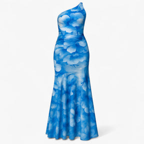 Women's Dress : Leah | Elegante damesjurk met één schouder in Blauw van Pantino