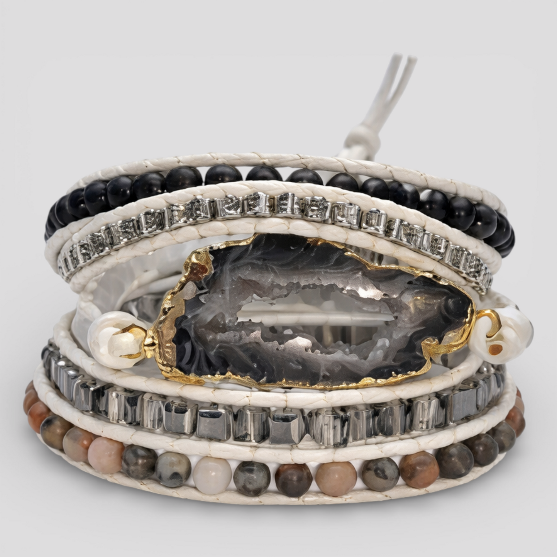 accessories : Magische Labradoriet & Druzy Kristal Gevlochten Armband in van Pantino