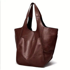 bags : Marianne Schoudertas | Groot zacht PU leer Tote Bag in Donker Khaki van Pantino