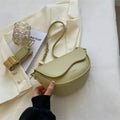 Borsa a tracolla da donna verde - Cinturino largo design a sella - Pelle PU