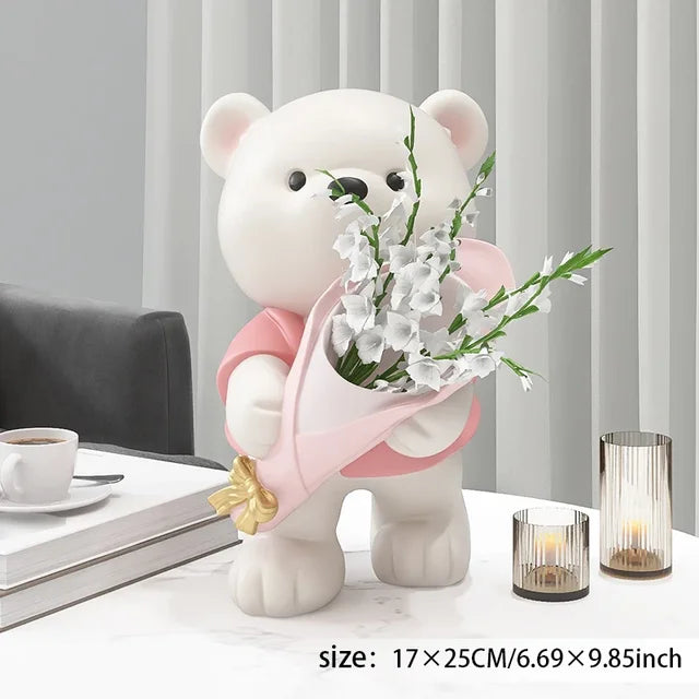 TeddyBloom - Beer Bloemenboeket Decoratie - Roze H25cm - Home - Pantino