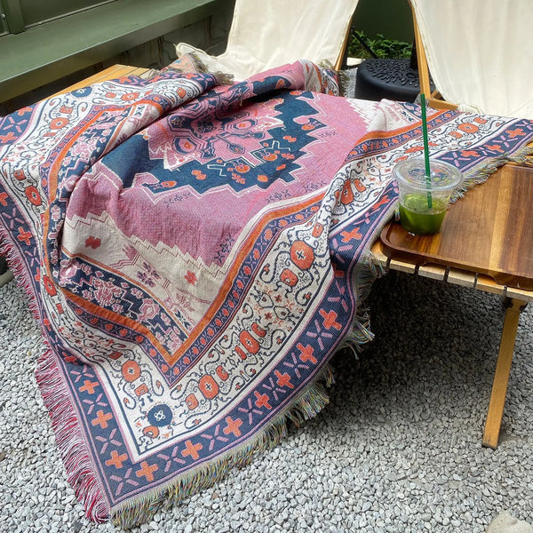 Cozy Tahlia™ | Boheems stijlvol tapijt Scandinavian Blankets Pantino Roze blauw 130X160CM 