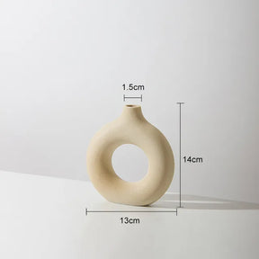 BlossomLoop - Keramische Donut Bloemenvaas - Beige S - - Pantino