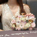 Bloemen Handtas Dames Goud - Verfraaid met Parels Feestelijk - Stof