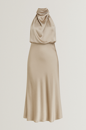 Dress : Olivia – Elegante damesjurk – Lichtgewicht, stijlvol en perfect voor elke gelegenheid in Champagne van Pantino
