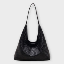 bags : Tote Bag Beige - Woven in Black van Pantino