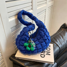 bags : Veala | Cloud Quilt geplooide schoudertas in Blauw 29x20x12cm van Pantino