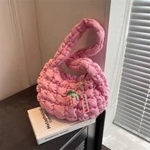 bags : Veala | Cloud Quilt geplooide schoudertas in Roze 29x20x12cm van Pantino