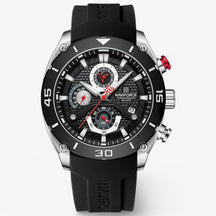 Watches : Rene | Tactisch en robuust – Waterdicht sporthorloge voor elke avonturier in Zwart Zilver van Pantino