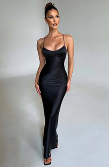 Lange Jurk voor Dames van Elegant Satijn, Zacht Polyester, Perfect