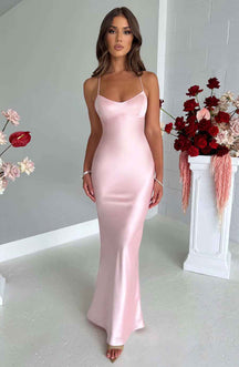 Lange damesjurk van elegant satijn, zacht polyester, perfect