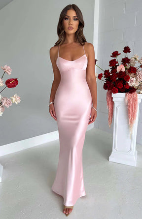 Lange Jurk voor Dames van Elegant Satijn, Zacht Polyester, Perfect