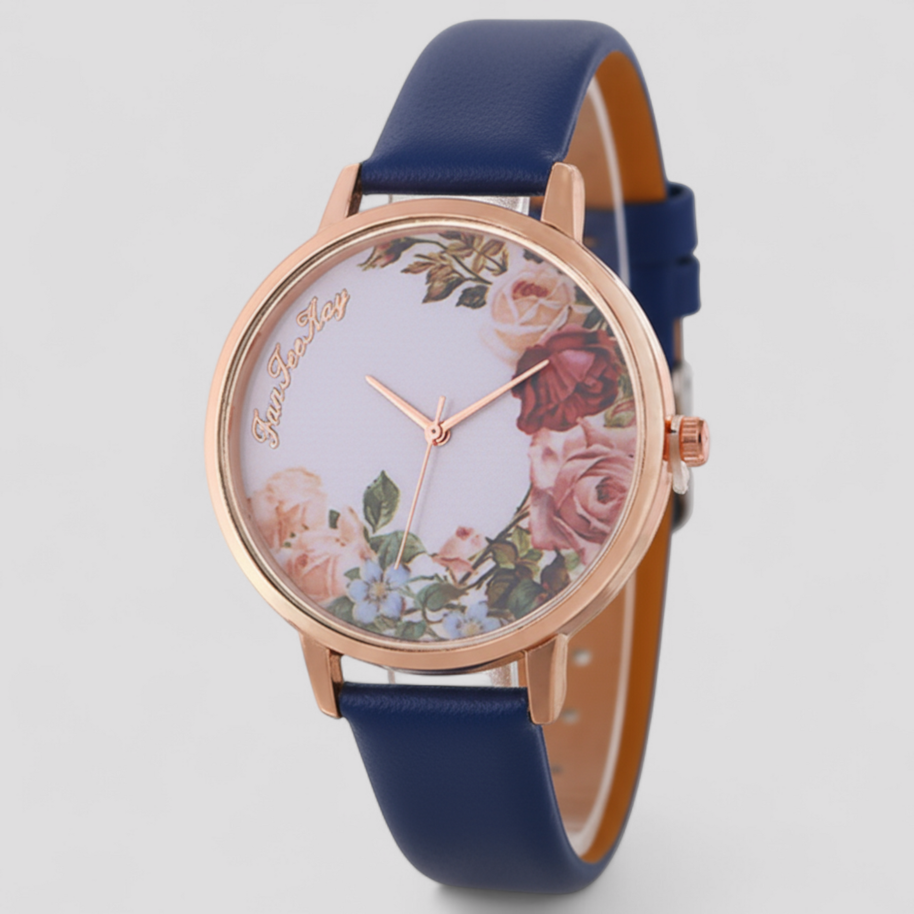 Ashley | Dameshorloge met leren band en simpel, modieus ontwerp-€25 : Ashley | Dameshorloge met leren band en simpel, modieus ontwerp in Blauw van Pantinoshop