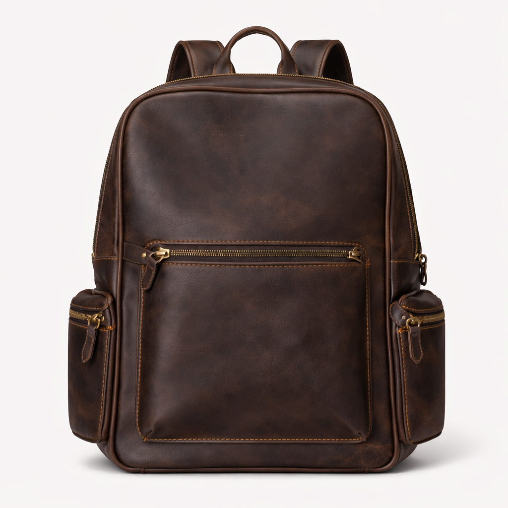 bags : Rugzak van Crazy Horse-leer - Leer in Donkerbruin van Pantinoshop