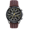 Męski zegarek chronograf MultiSteel - 42 mm stal nierdzewna - Kawa/brązowa skóra