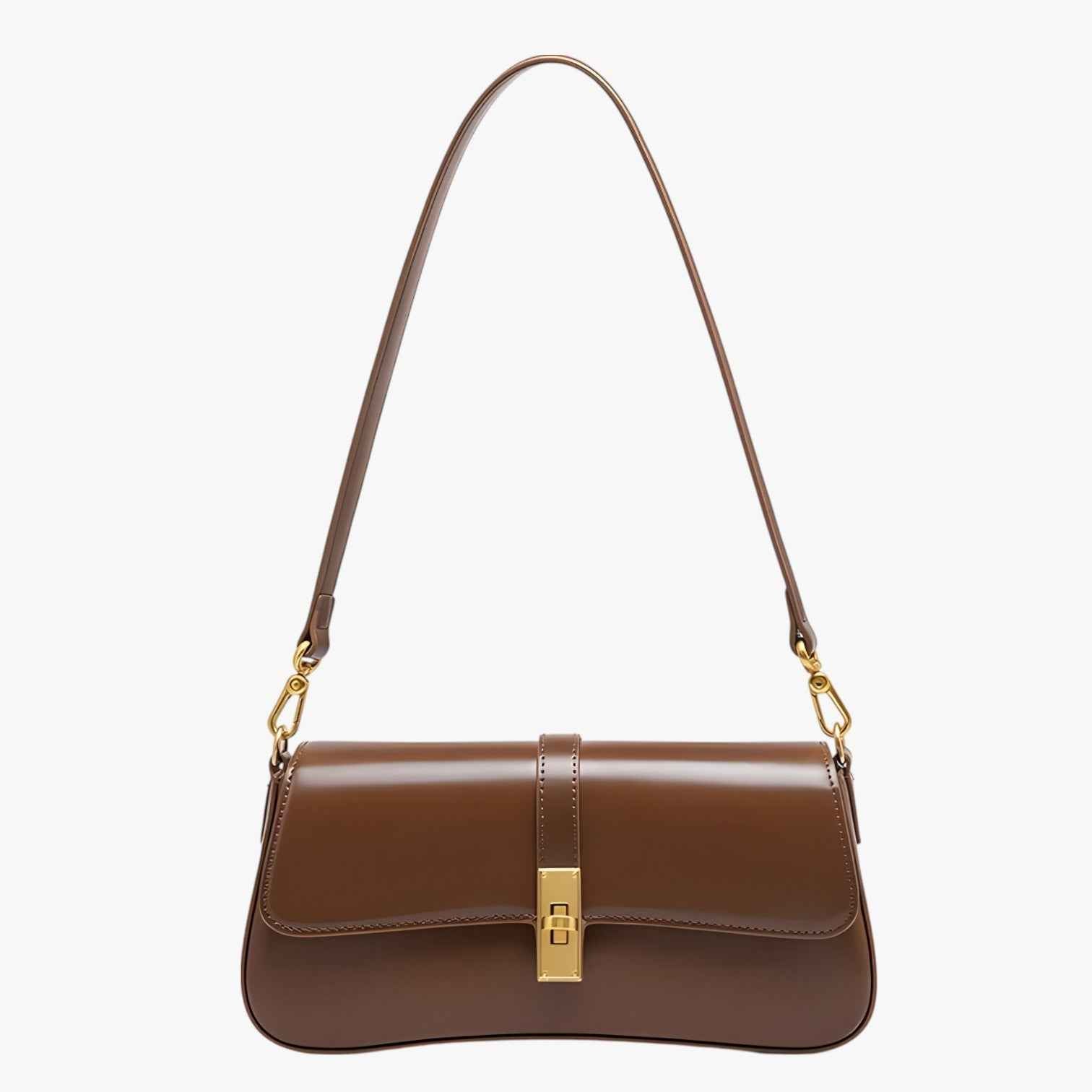 Dames Baguette Tas van Echt Zwart Luxe Leer, Elegant en Compact