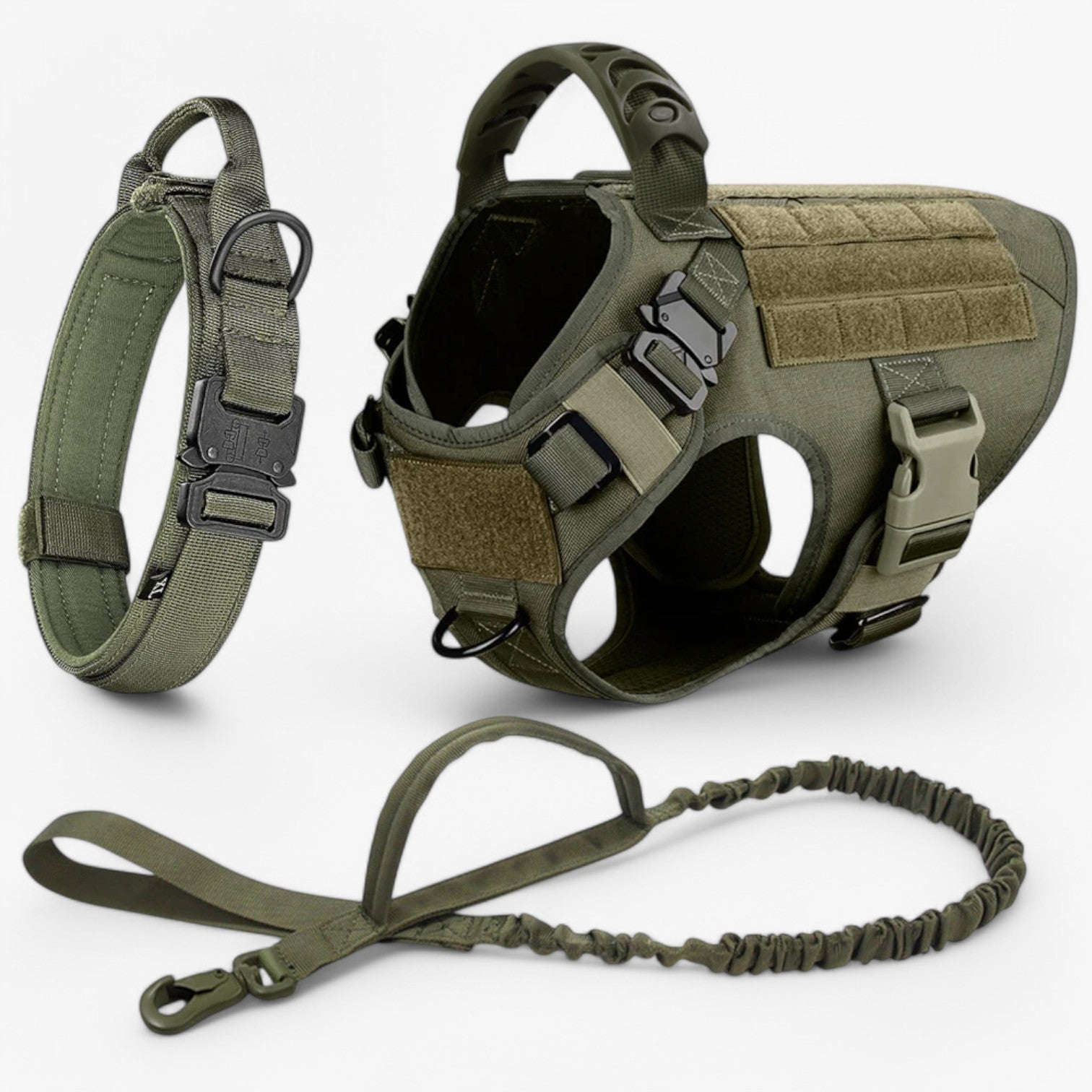 Zwart Nylon Tactisch Militair Verstelbaar Harnas voor Grote Honden met Vest en Handvat