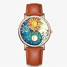 Modieus horloge van echt leer met origineel design en waterbestendig