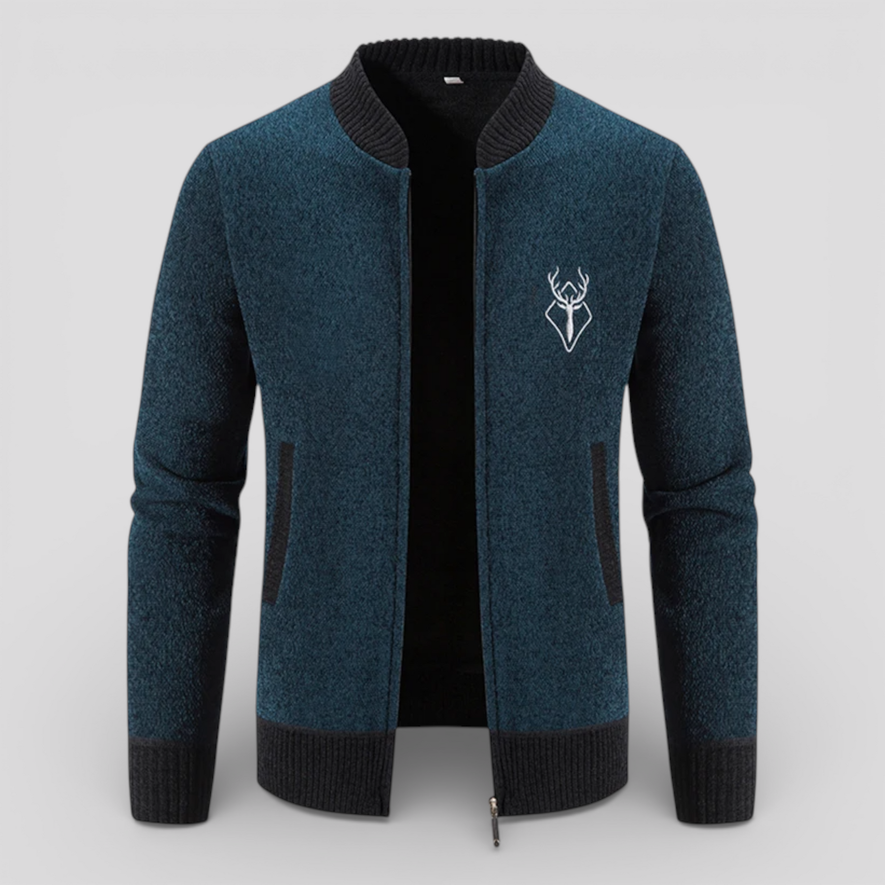 Męski kardigan na zamek 100% wełna merino - ciepły, miękki i wygodny