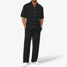 Heren Business Casual Set: Net Overhemd en Slim Fit Broek