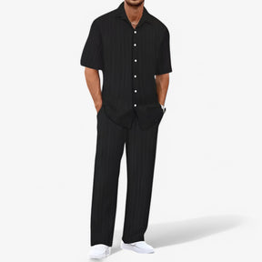 Heren Business Casual Set: Net Overhemd en Slim Fit Broek
