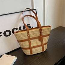 bags : Straw Bag Black - Tas in Brown van Pantino