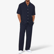 Heren Business Casual Set: Net Overhemd en Slim Fit Broek