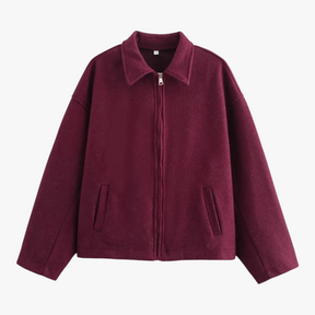 Damesjassen & -jacks : Malia | Dames Vintage Wollen Winterjas voor Koude Maanden in Wijnrood van Pantino